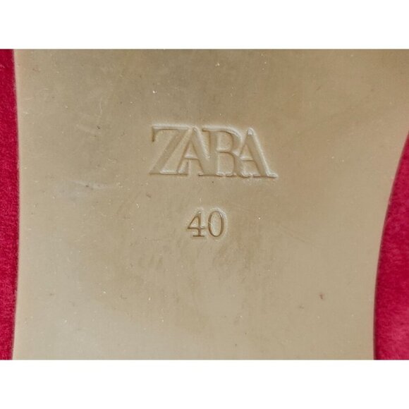 ZARA Red Suede Mary Jane Flats Women EU 40 US 9 Double Strap Buckle Shoes - Picture 8 of 10